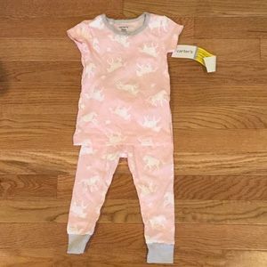 NWT Carters 2 piece unicorn pjs 12M